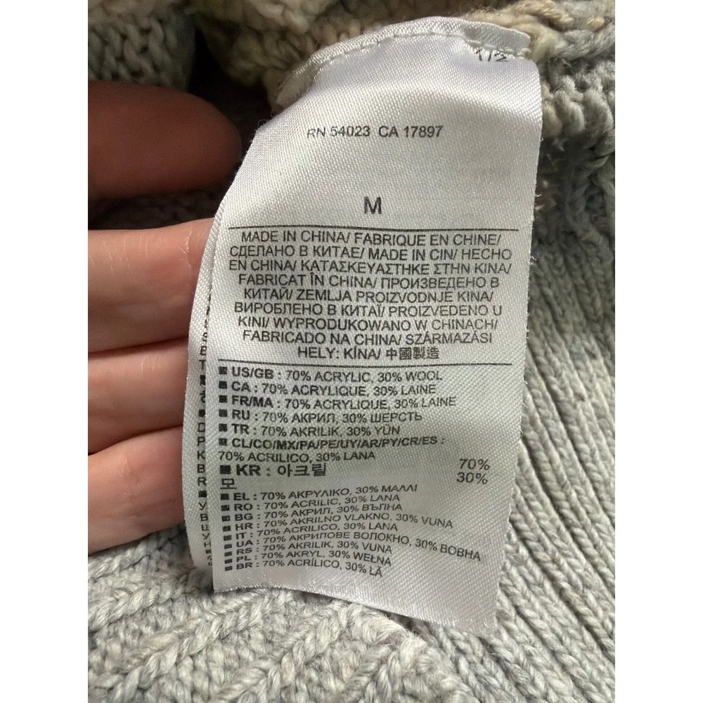 Banana Republic Mens Striped Wool Blend Crew‎ Neck Sweater Gray Tan Medium